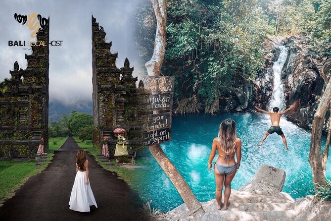 All Inclusive : Jumping Sliding at Aling- Aling Waterfall - Handara Gate - Lunch - The guided sliding and jumping routine