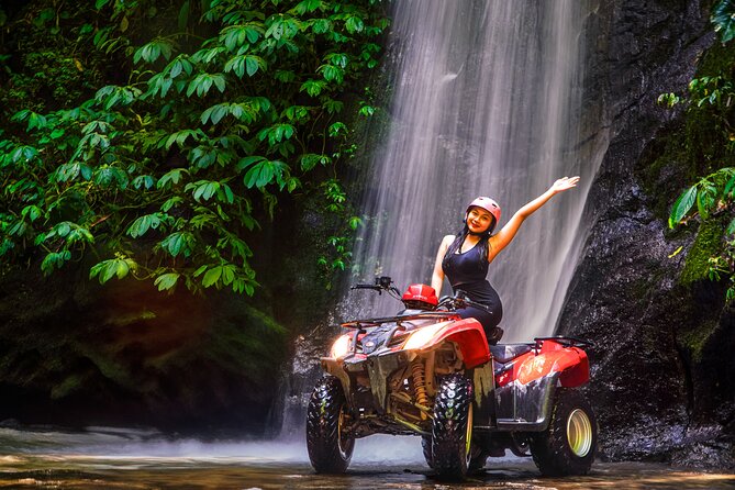 ATV Quad Bike Kuber Through Waterfall, Tunnel And Rice Field - Rice fields, jungle, and changing views