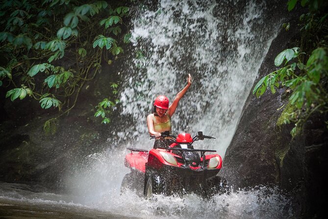 ATV Quad Bike Kuber Through Waterfall, Tunnel And Rice Field - Who will enjoy this ATV ride most