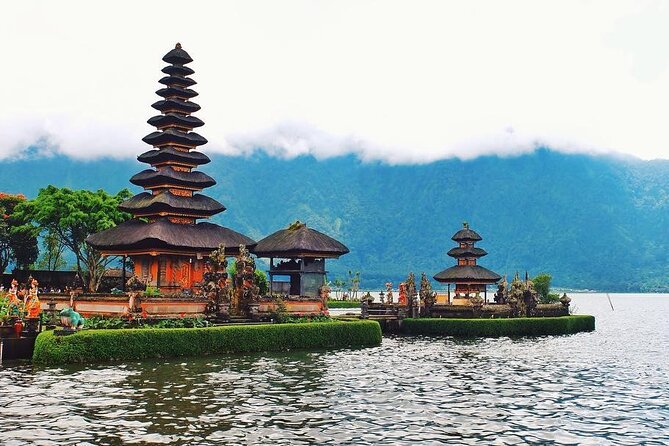 Bali: Bedugul Lake Temple, Banyumala Waterfall, UNESCO Rice Field - Ulun Danu Beratan Temple by the mountain lake