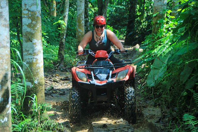 Ubud ATV Ride through River Jungle Rice Fields Puddles - Gorilla Cave and the forest tunnel